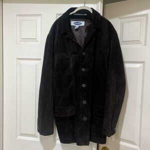 VNTG Old Navy Suede Leather  Chocolate Brown Heavy Jacket Men’s Size XL Grunge